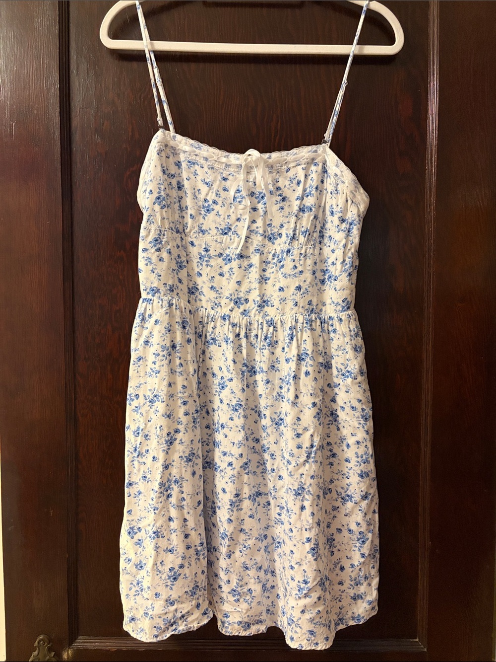 Aeropostale White Sundress with Blue Floral Print, size L